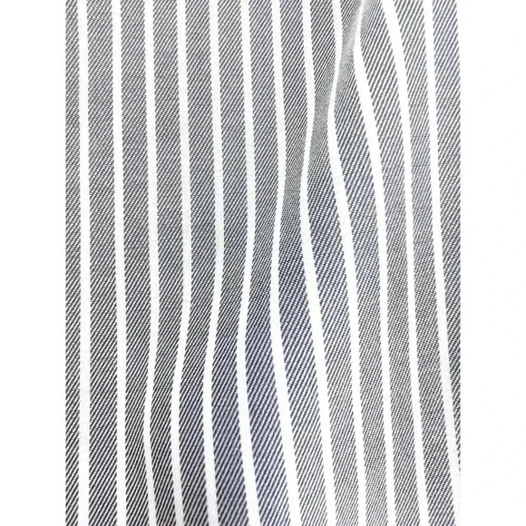 Tasso Elba Regular Non Iron Large 16 34-35 Gray White Collar Stripe French Cuff - Picture 9 of 12